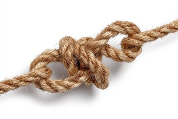 Minimalist beige twine loop knot suspended in a clean, bright background showcasing intricate weaving and texture, highlighting its simplicity and craftsmanship