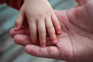 Tender moment shared between mother and child, hand in hand, conveying love and connection in a cozy environment