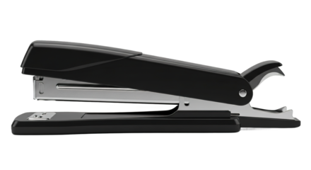 Black Office Stapler with Staple Remover Close Up Studio Shot