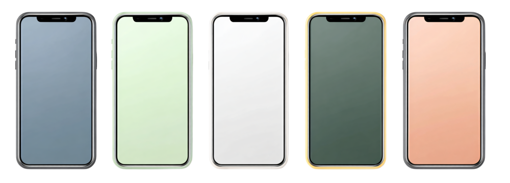 Modern smartphones showcasing vibrant, trendy color variations