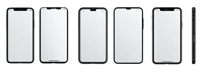 Modern black smartphone mockup with transparent screen display