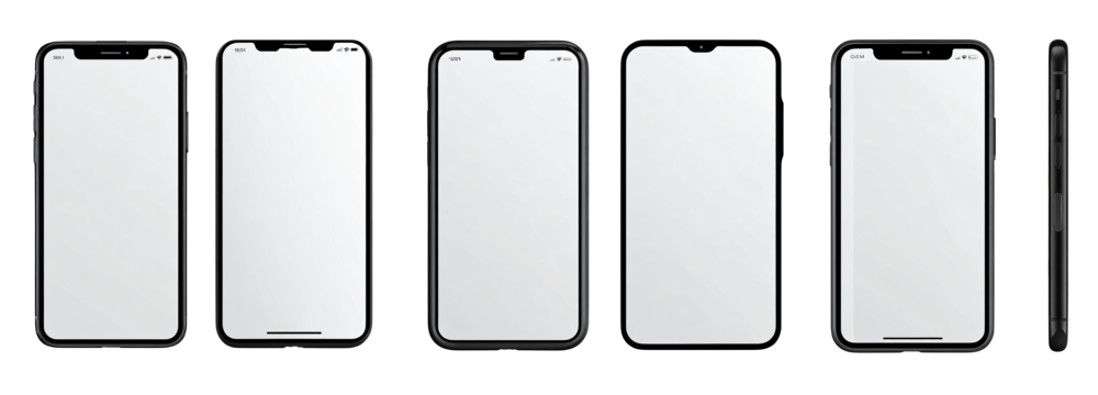 Modern black smartphone mockup with transparent screen display
