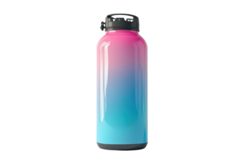 Colorful water bottle with a gradient design showcasing vibrant pink and blue hues, perfect for hydration on the go, suitable for outdoor adventures and daily use