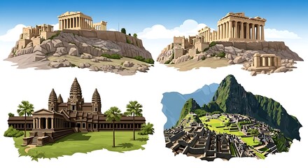 Obraz premium Ancient Wonders of the World Collage.