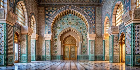 Obraz premium Intricate tile work adorns the walls of the mosque's interior