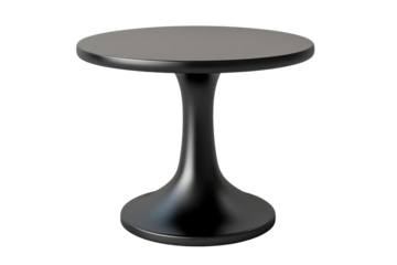 Minimalist black round table design suitable for modern living spaces or dining areas featuring a sleek silhouette against a white background