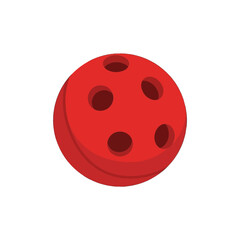 Obraz premium A simple, red sphere with circular holes displayed against a stark black backdrop.