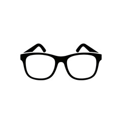 Simple, minimalist illustration of eyeglasses, showcasing a solid black color scheme and a neutral mood.