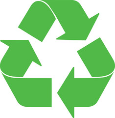 Green recycling symbol with three chasing arrows cycle