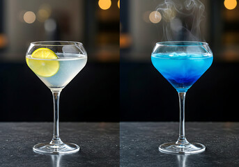 blue cocktail on a black background
