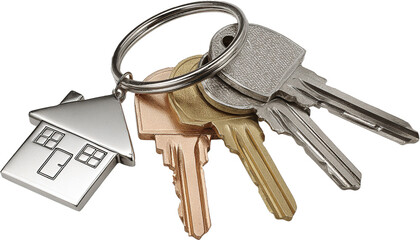 House Keychain with Home Symbol, Real Estate Keys PNG Isolated