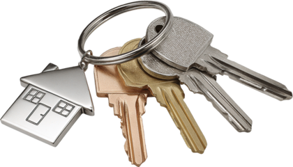 House Keychain with Home Symbol, Real Estate Keys PNG Isolated