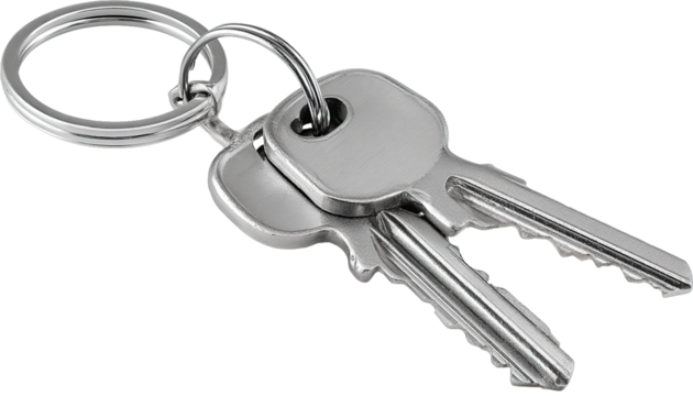 House Keychain with Home Symbol, Real Estate Keys PNG Isolated