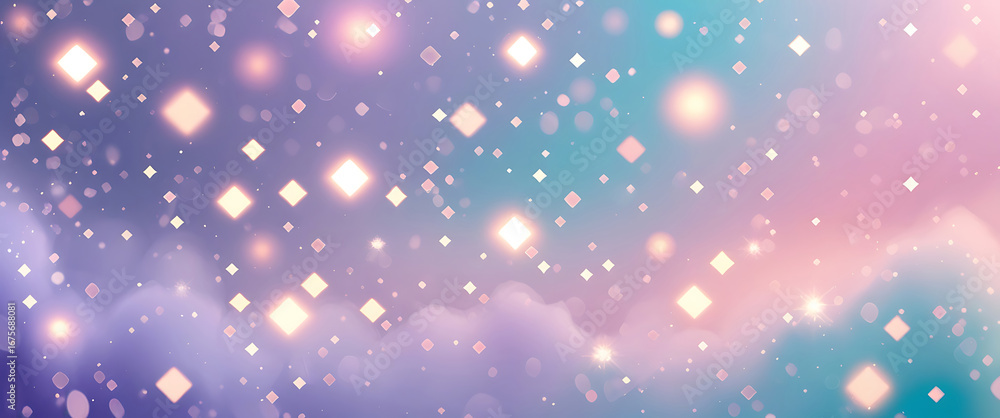 Poster softly glowing bokeh lights creating a magical and ethereal atmosphere with a dreamy pastel color pa
