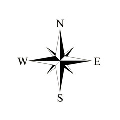 Naklejka premium A sophisticated, dark graphic design of a compass rose against a plain black background.