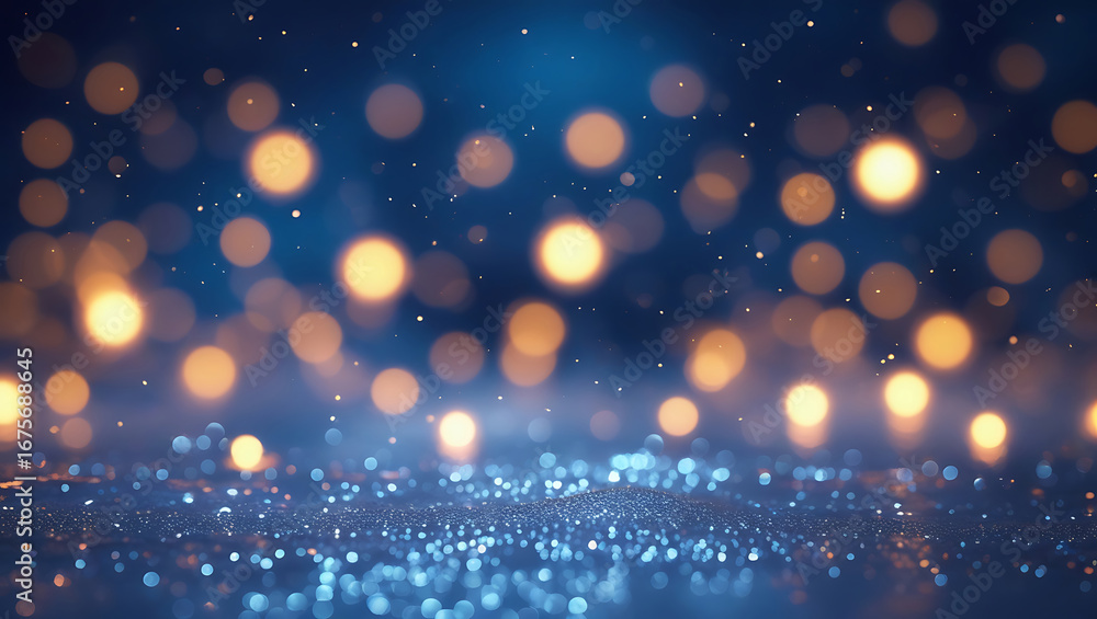 Poster magical shimmering bokeh lights and sparkling glitter create an enchanting festive atmosphere on a d