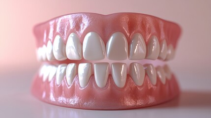 Obraz premium 3D model of human teeth and gums, dental health, medical education, scientific illustration