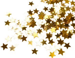  Star-Shaped Holiday Confetti, Scattered Spread, Transparent PNG
