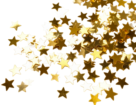  Star-Shaped Holiday Confetti, Scattered Spread, Transparent PNG
