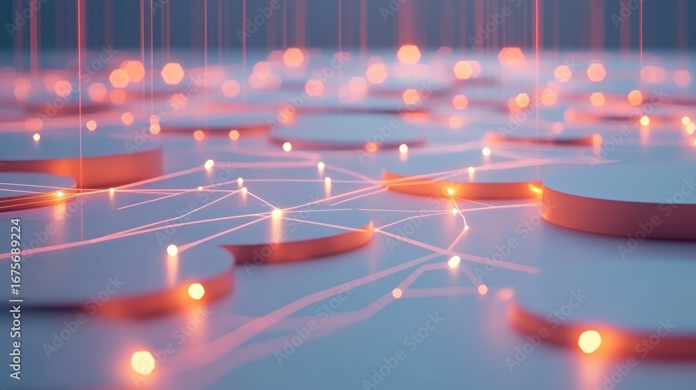 Poster abstract digital network on platform. possible use stock photo for technology, innovation, future, n