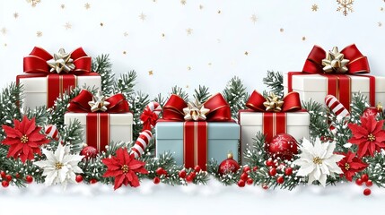 Festive Christmas Gift Arrangement with Decorative Elements for Holiday Promotions and Campaigns