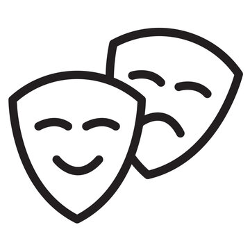 recommend clip art: Comedy mask, theater mask, outline icons, minimalist vector illustration, simple concept, Isolated on white background