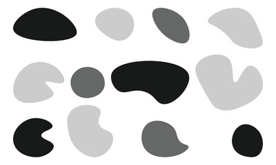 Random organic blob shapes. Black cube drops. Liquid organic silhouette blob in modern style.
