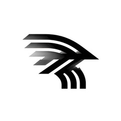 Abstract black eagle wings logo design isolated on transparent background