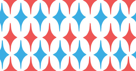 Red and Blue Transparent Vintage Diamond Pattern