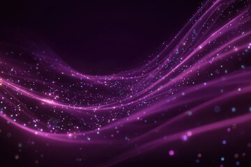 Obraz premium Digital wave of purple particles filled with sparkling lights creates an ethereal atmosphere often seen in modern abstract visuals
