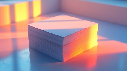 Stack of Papers, Sunlight, Minimalist, Abstract