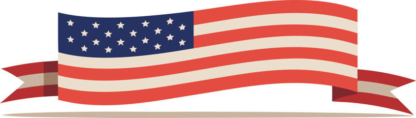 Minimalist american flag banner ribbon patriotic design symbol usa america freedom vector