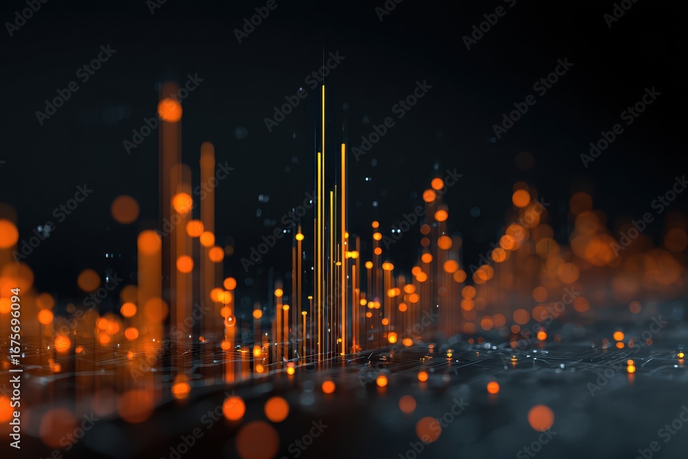 Aufkleber futuristic digital financial data chart showcasing high-resolution trends and patterns against a dar