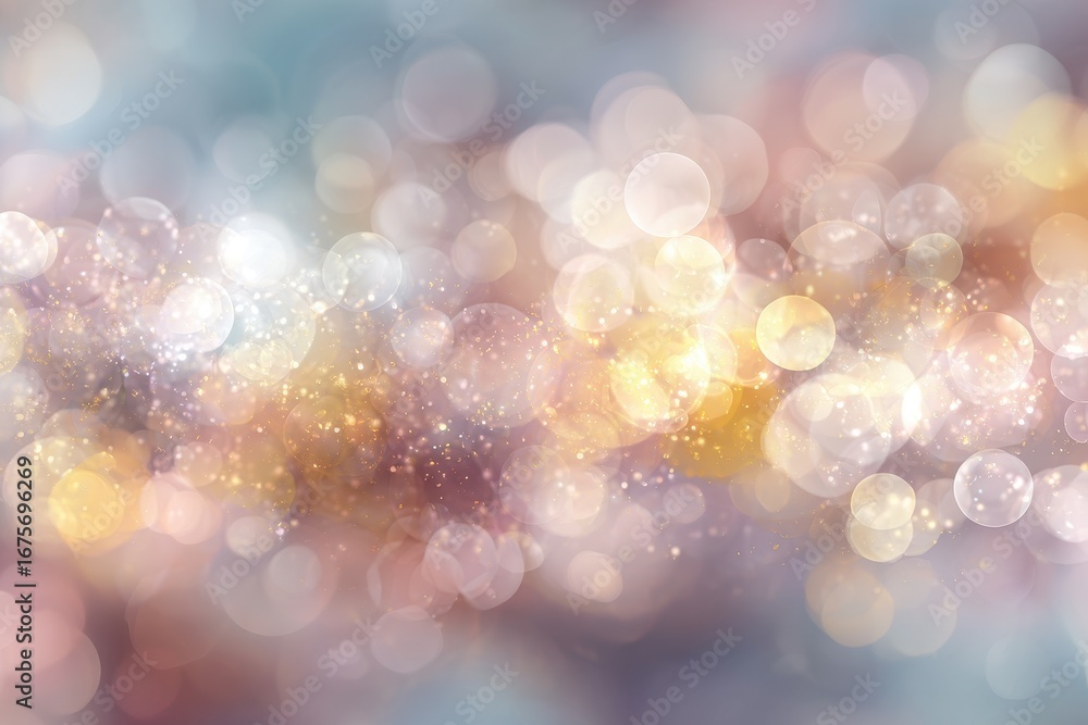 Poster sparkling bokeh background in soft colors creates a dreamy atmosphere suitable for celebrations and 