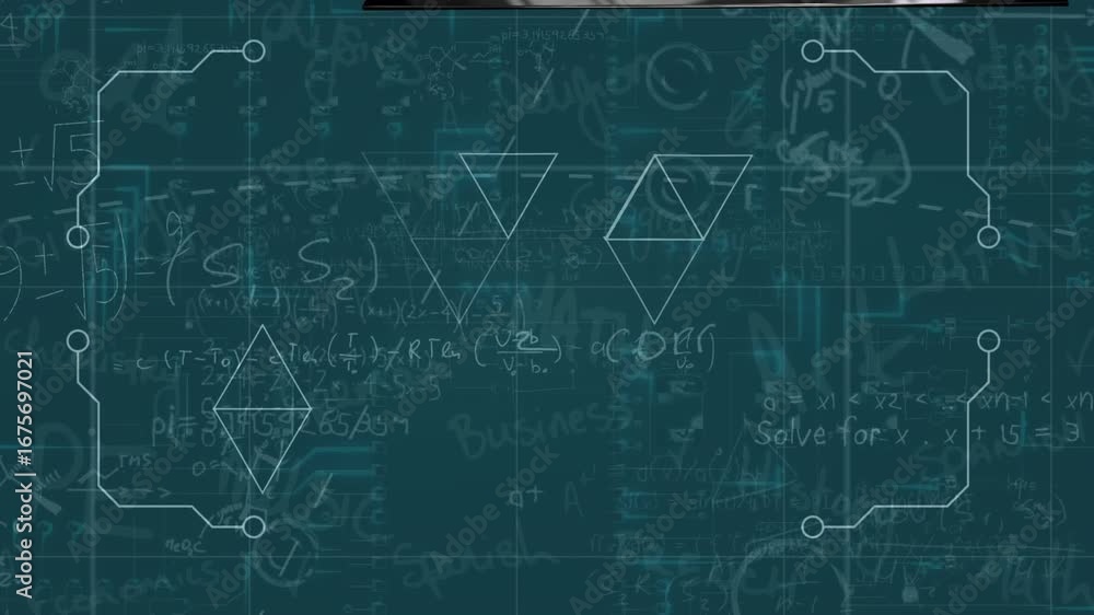 Poster this video shows a digital animation of moving mathematical formulas over a blackboard