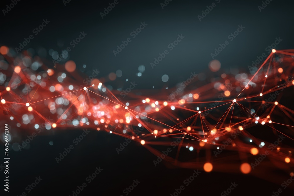 Poster network visualization showcasing glowing nodes and intricate connections in an abstract design with 