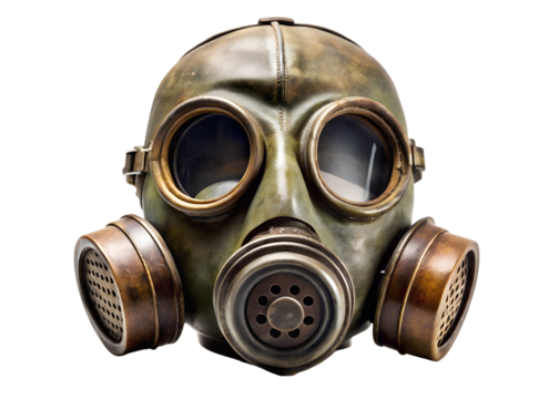 aged gas mask png image on transparent background
