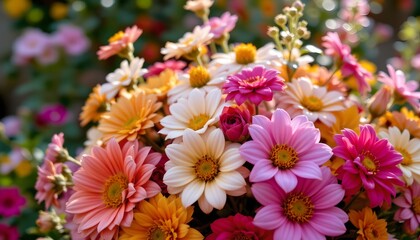 Vivid Floral Bouquet Warm Radiant Light