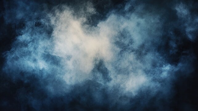Dense, swirling, dark-blue and light-gray smoke clouds