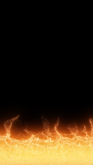 Abstract blazing orange fire plasma emerging from the bottom with a glowing hot energy texture