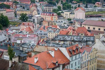 Klodzko, a city in Poland. The city panorama seen from the Klodzko Fortress.