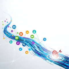 Targeting Success Online with Digital Network Illustration