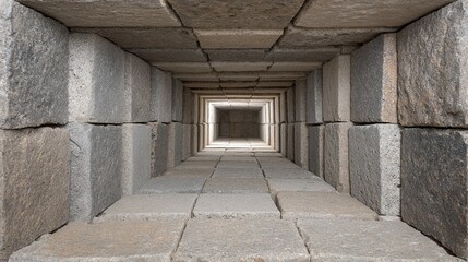 Fototapeta premium Cement block construction symmetry art urban building site abstract design tunnel view industrial environment