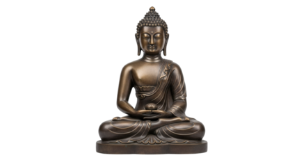 Bronze Buddha Statue in Meditation Isolated on Black, a Spiritual Symbol for Buddhism and Asian Culture.