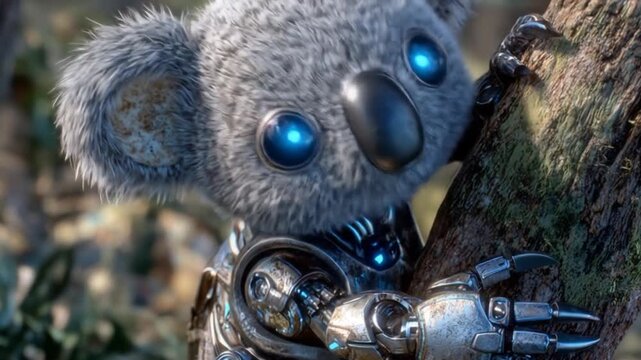 Robot koala in tree
