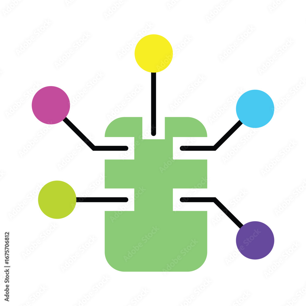 Leinwandbilder abstract hub and connection icon vector illustration,technology module and api integration symbol
