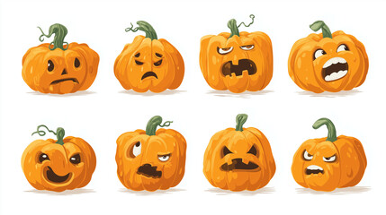 Spooky Pumpkin Patch: A collection of vibrant, carved pumpkins with diverse expressions, each telling a unique story of the Halloween season. 