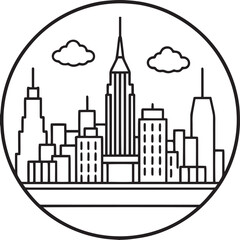 Obraz premium New york city skyline outline vector illustration, line art 