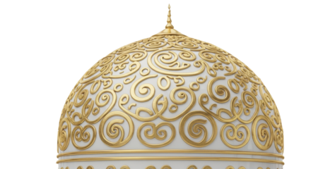 Close-up view of an ornate, golden-detailed dome against a white background.
