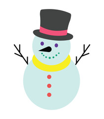 Cute snowman cartoon vector illustration,Winter holiday and Christmas snowman icon